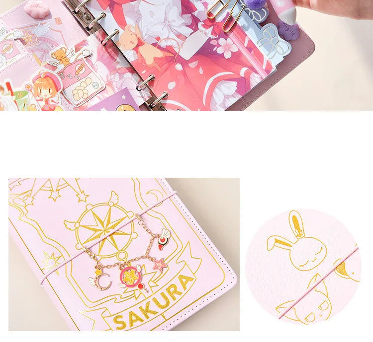 Caderneta Cardcaptor Sakura, Diário e Planner com Espiral Rosa e Acessórios