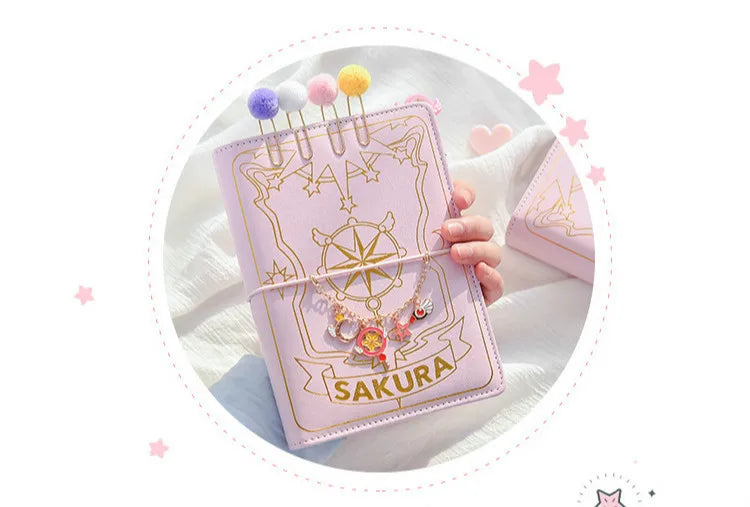 Caderneta Cardcaptor Sakura, Diário e Planner com Espiral Rosa e Acessórios