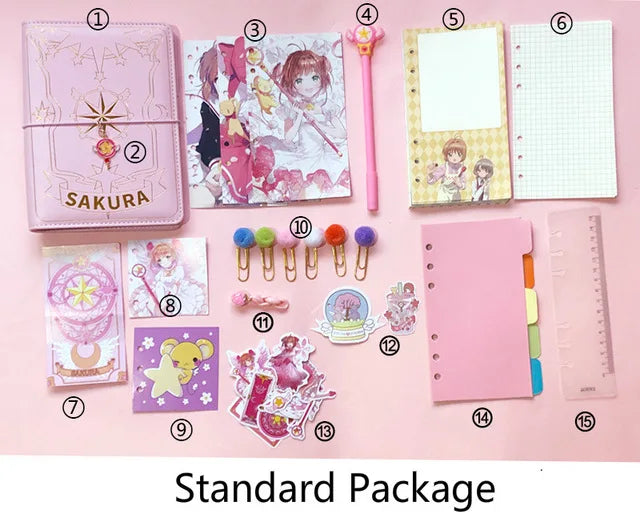 Caderneta Cardcaptor Sakura, Diário e Planner com Espiral Rosa e Acessórios