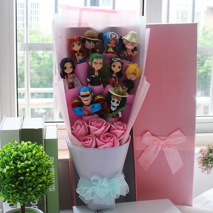 Buquê One Piece com 10 Mini Figuras, Tripulação do Chapéu de Palha