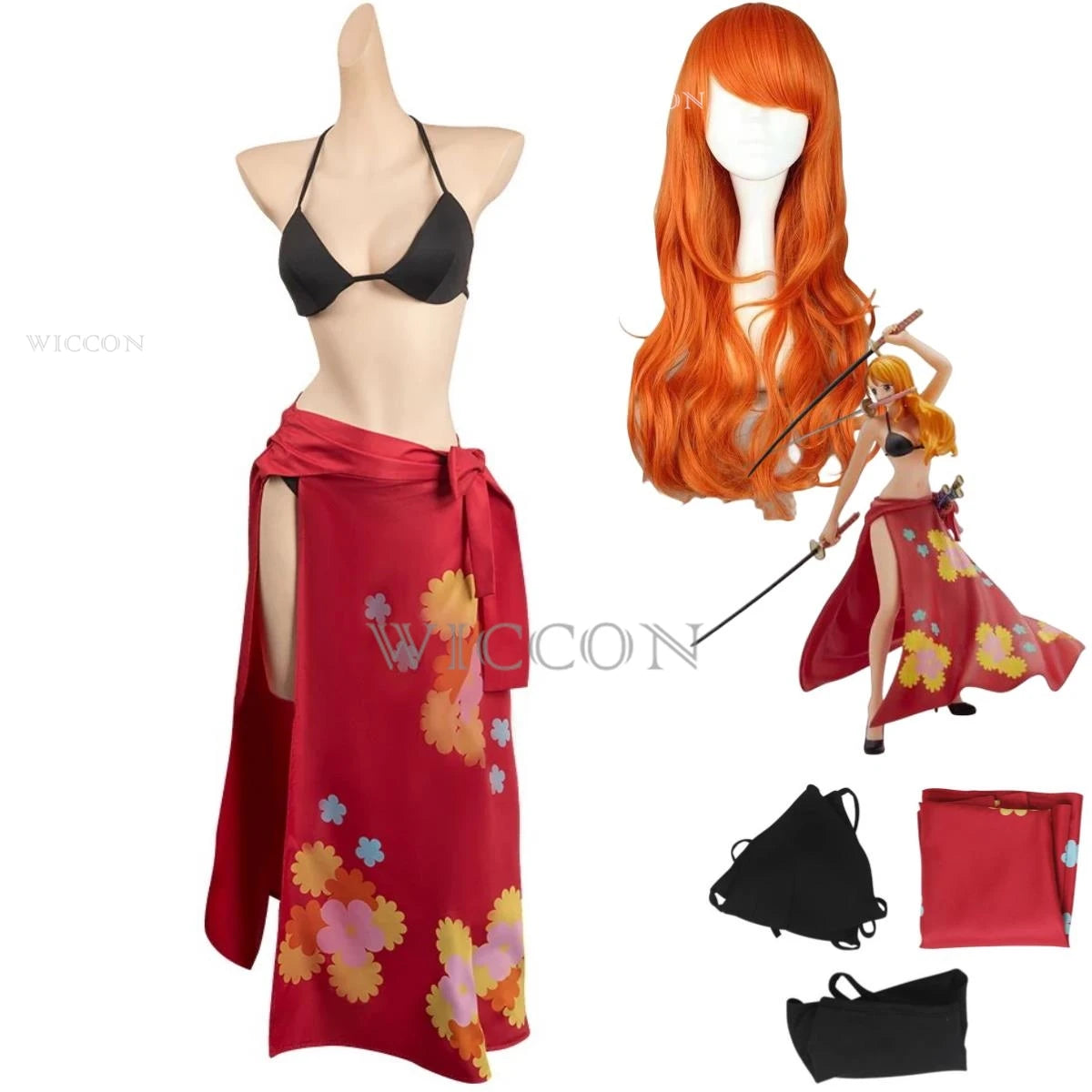 BIQUÍNI COSPLAY NAMI COM SAIA, ONE PIECE