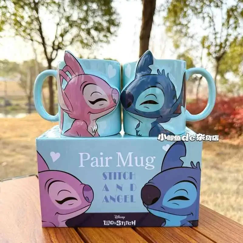 Caneca Casal Stitch & Angel, Edição Limitada 3D