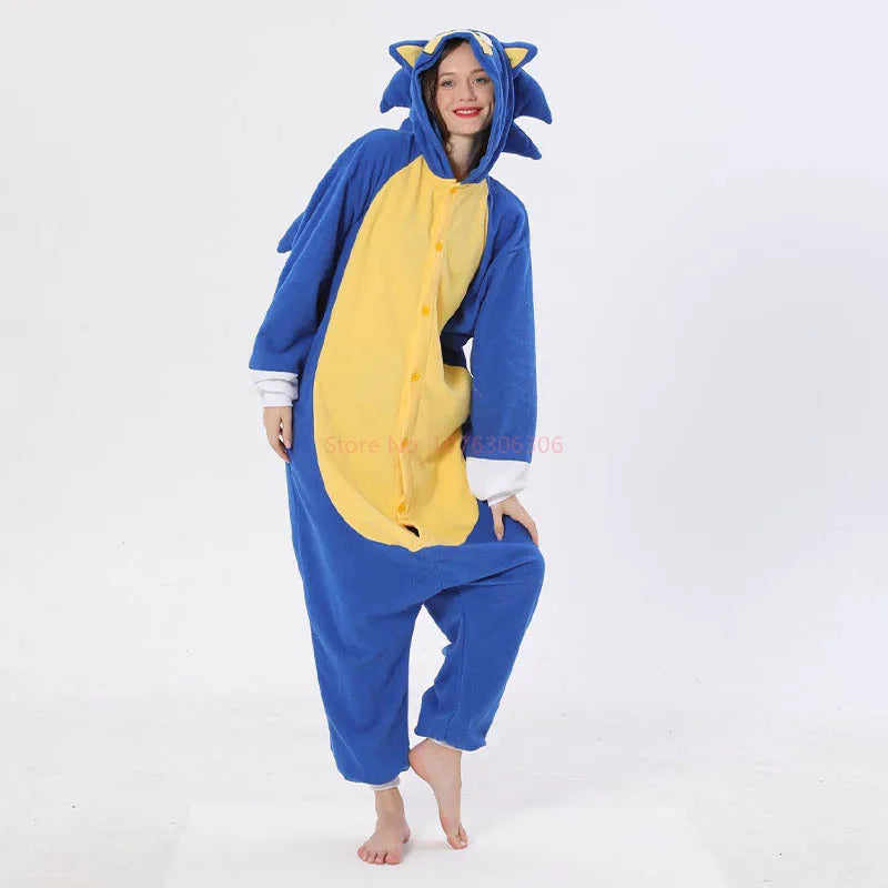 Pijama Cosplay Adulto e Infantil Sonic Kigurumi