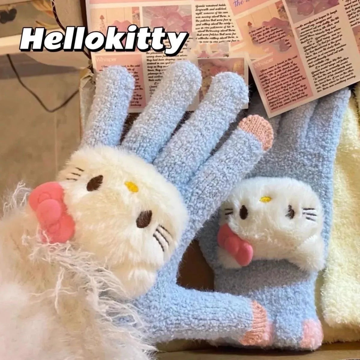 Luva Hello Kitty Plushie, Inverno Kawaii