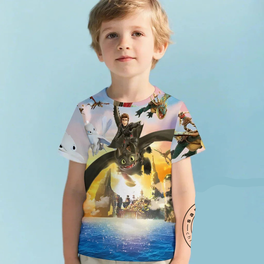 Camiseta Infantil Banguela e Soluço 3D