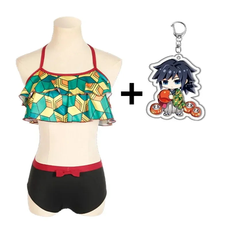 Biquíni Infantil Waves, Demon Slayer + Chaveiro (Brinde)