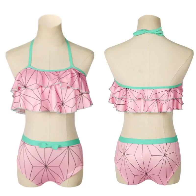 Biquíni Infantil Waves, Demon Slayer + Chaveiro (Brinde)