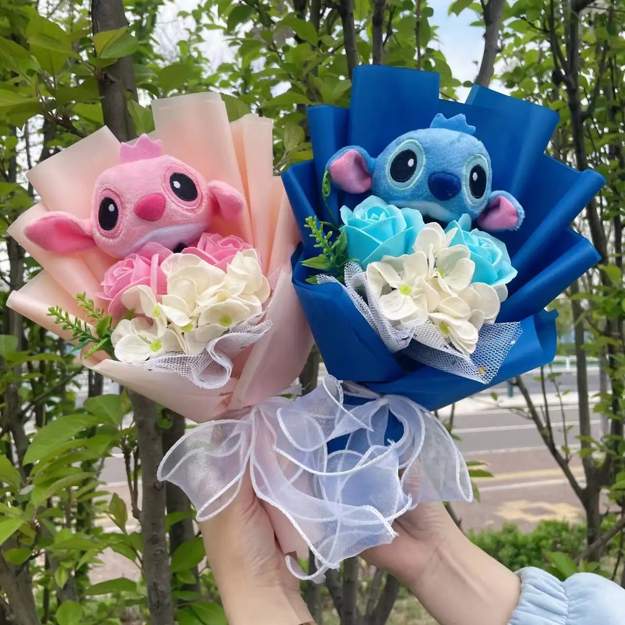 Buquê Stitch & Angel com Pelúcia