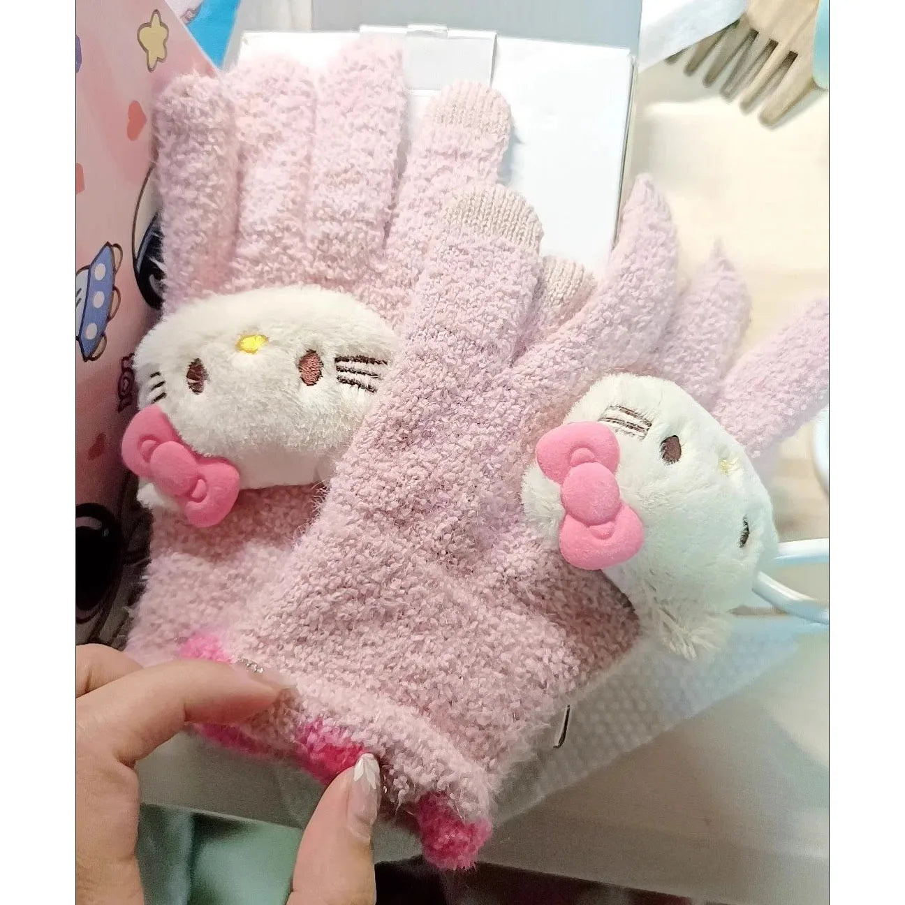 Luva Hello Kitty Plushie, Inverno Kawaii