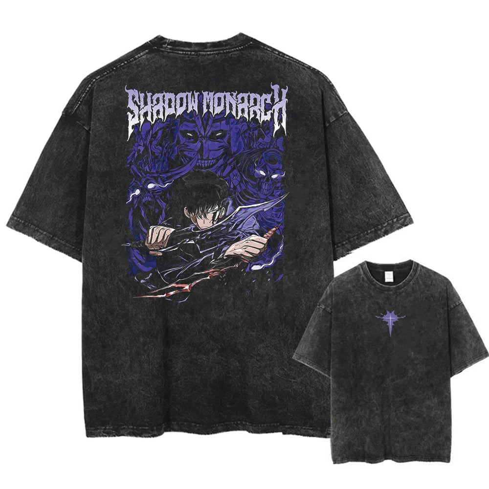 Camiseta Oversized Shadow Rise, Solo Leveling Vintage