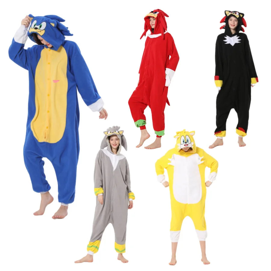 Pijama Cosplay Adulto e Infantil Sonic Kigurumi