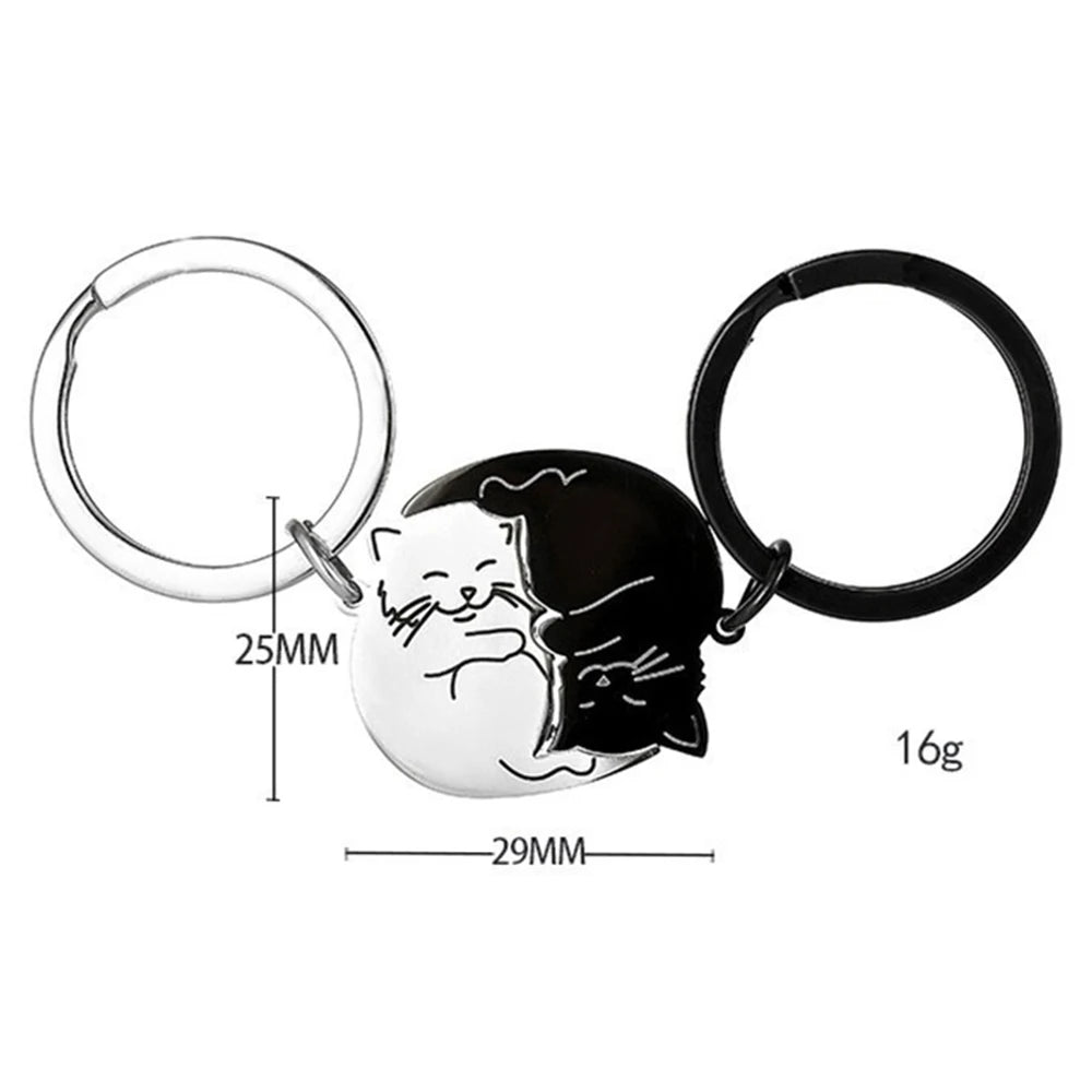 Chaveiro e Colar Duplo Yin Yang Gatinhos