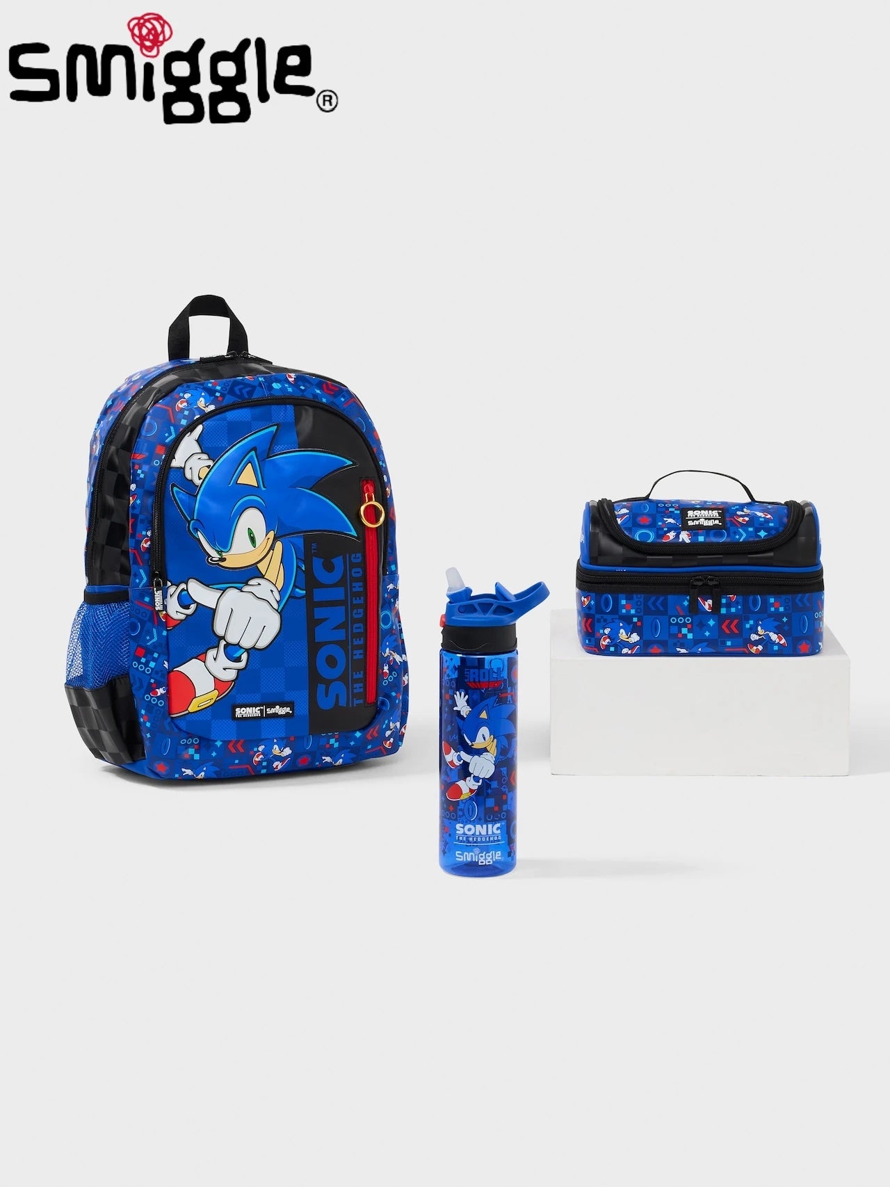 Mochila Smiggle Sonic (Garrafa e Lancheira)