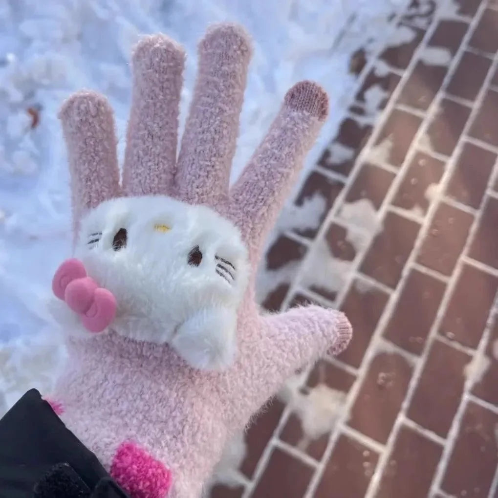 Luva Hello Kitty Plushie, Inverno Kawaii