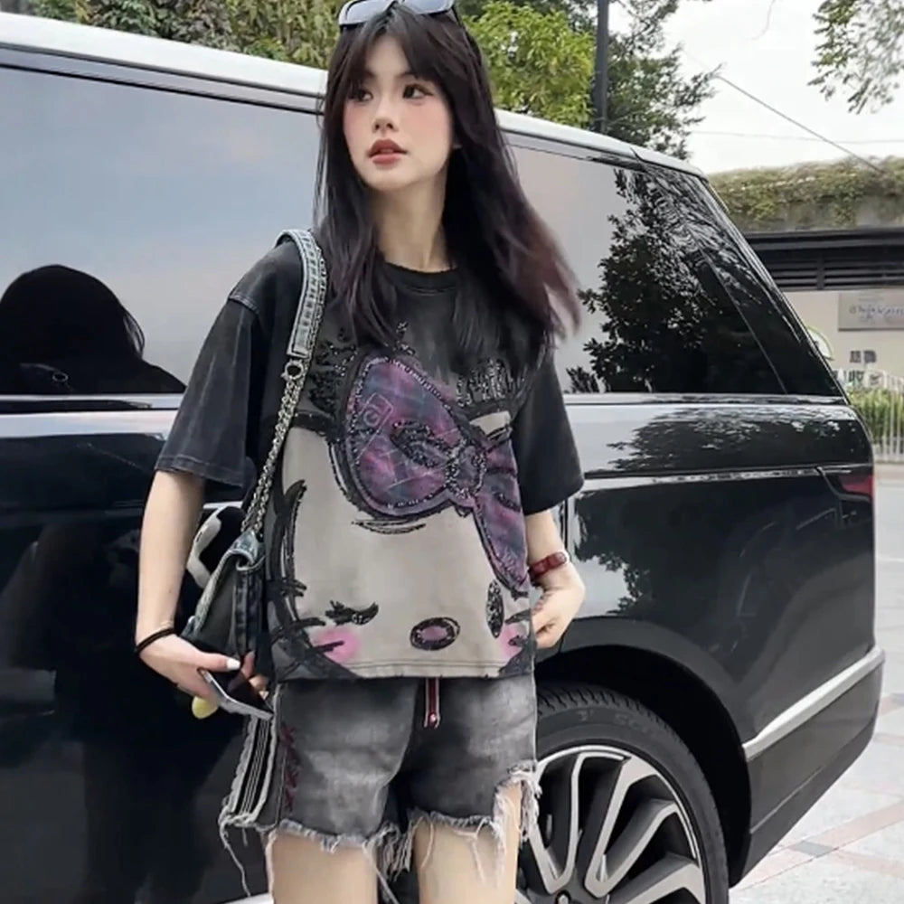 Camiseta Hello Kitty Kawaii Grunge