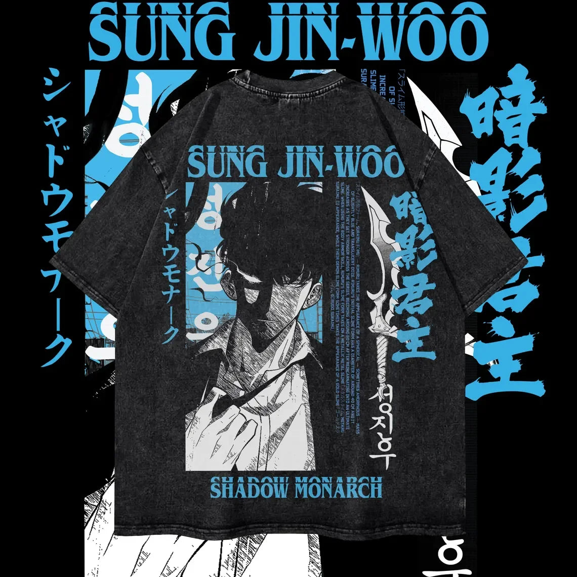 Camiseta Vintage Jinwoo, Solo Leveling