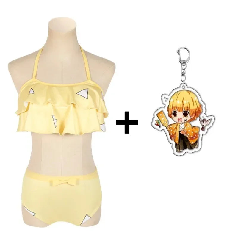 Biquíni Infantil Waves, Demon Slayer + Chaveiro (Brinde)