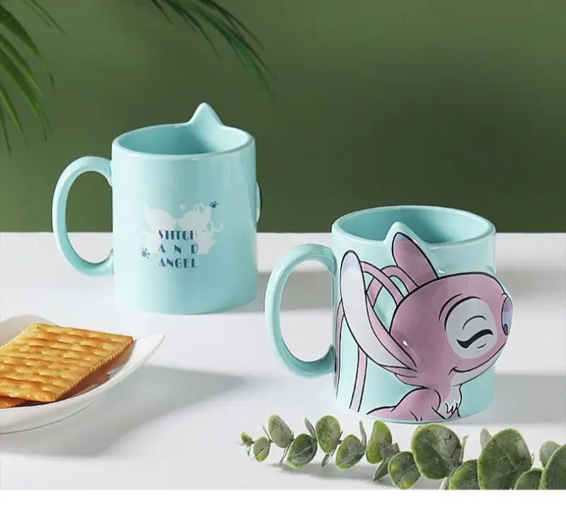 Caneca Casal Stitch & Angel, Edição Limitada 3D