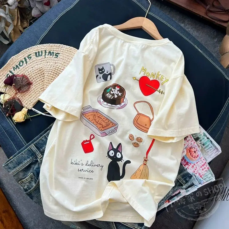 Camiseta Jiji Kawaii Aesthetic – Studio Ghibli Inspired