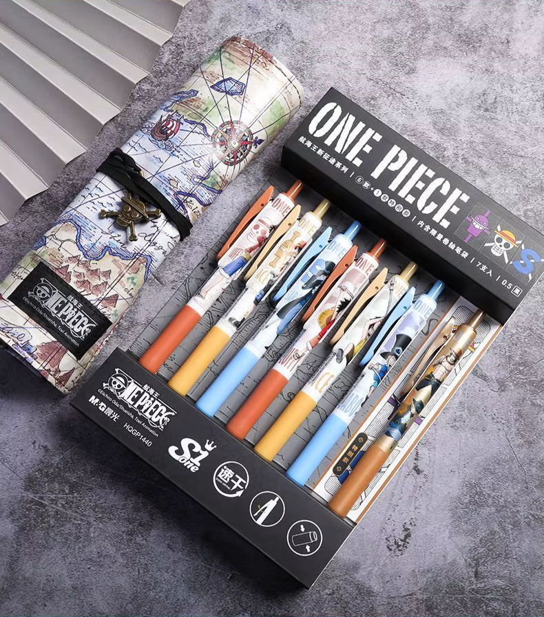 Kit de Canetas e Estojo Mapa do Tesouro, One Piece Rolo Exclusivo