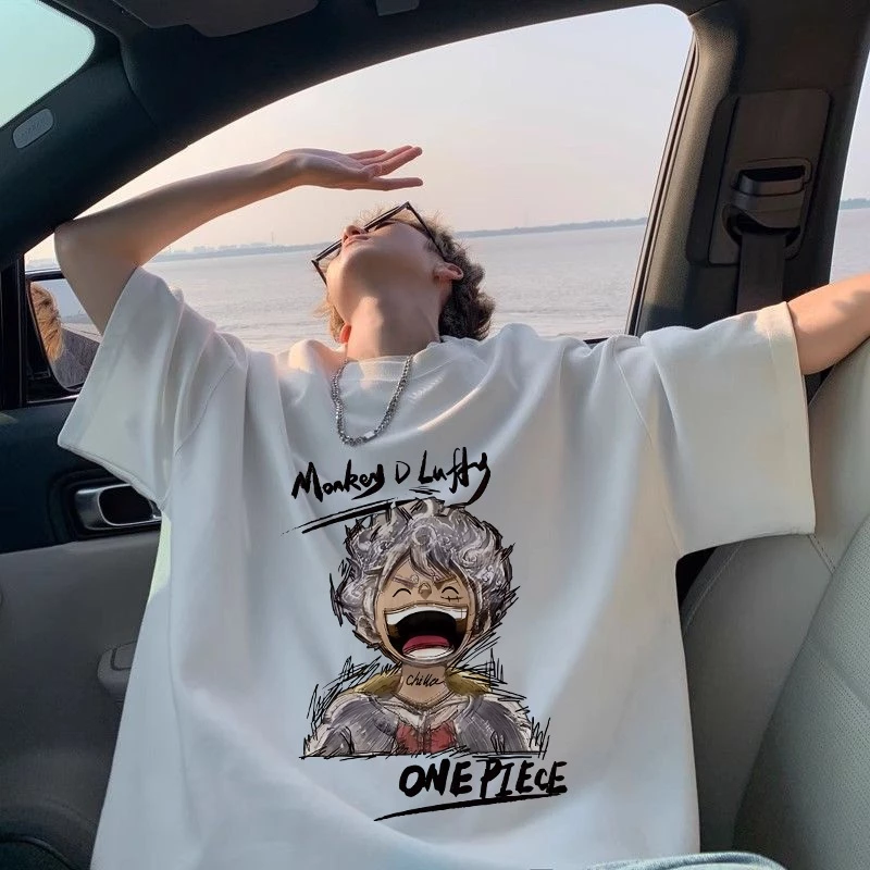 Camiseta Oversized Monkey D. Luffy, Gear 5 Sketch