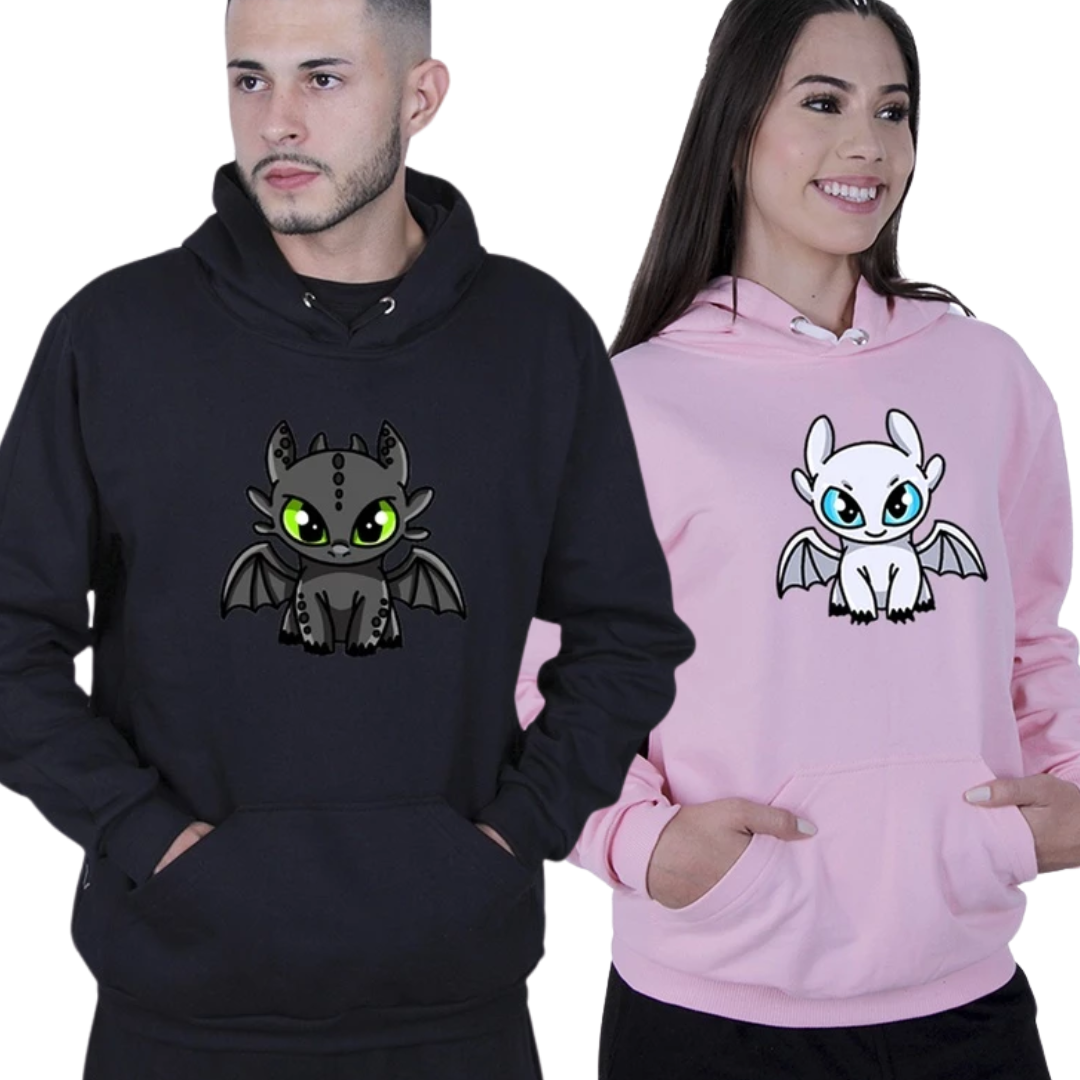 Moletom Kit (2 un.) Casal Banguela e Fúria da Luz, Como Treinar o Seu Dragão