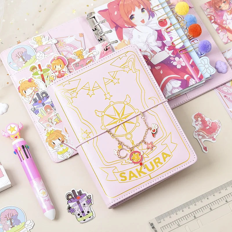 Caderneta Cardcaptor Sakura, Diário e Planner com Espiral Rosa e Acessórios