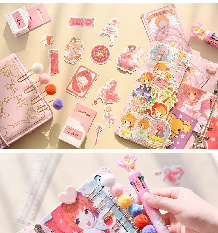 Caderneta Cardcaptor Sakura, Diário e Planner com Espiral Rosa e Acessórios