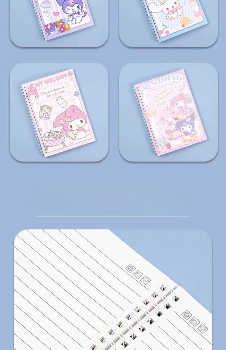 Caderneta A5 Sanrio: Kuromi, Cinnamoroll e Amigos