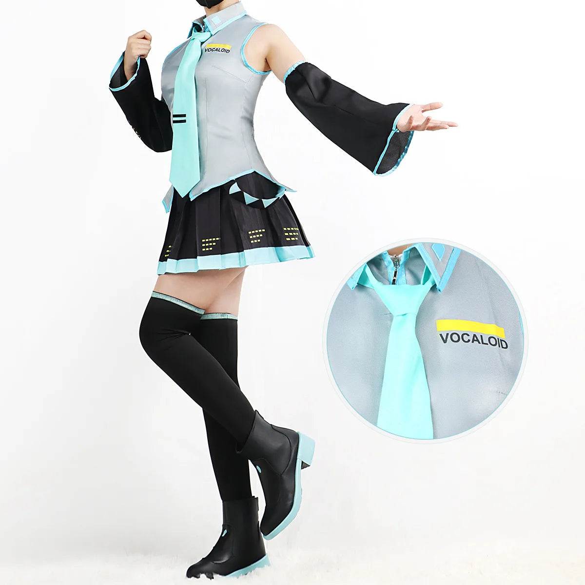 Fantasia Cosplay Adulto e Infantil Hatsune Miku Blue