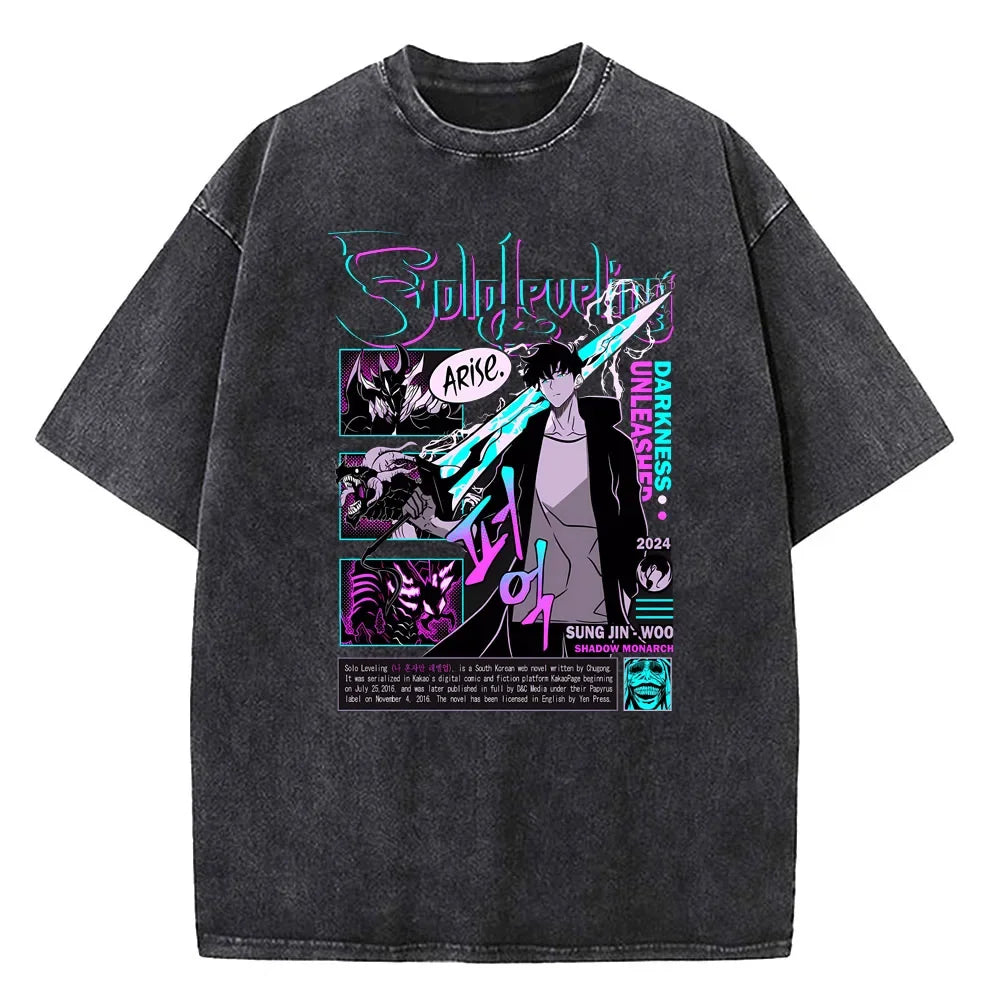 Camisa Vintage Pure God, Solo Leveling