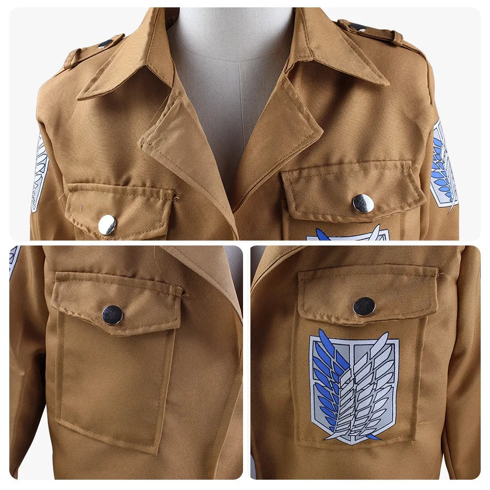Conjunto Completo Cosplay Levi, Mikasa e Eren Attack on Titan