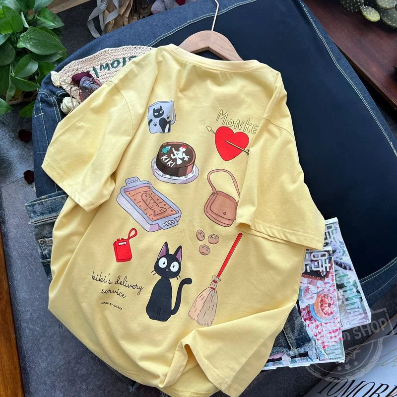 Camiseta Jiji Kawaii Aesthetic – Studio Ghibli Inspired