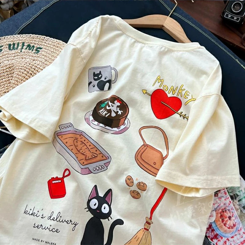 Camiseta Jiji Kawaii Aesthetic – Studio Ghibli Inspired