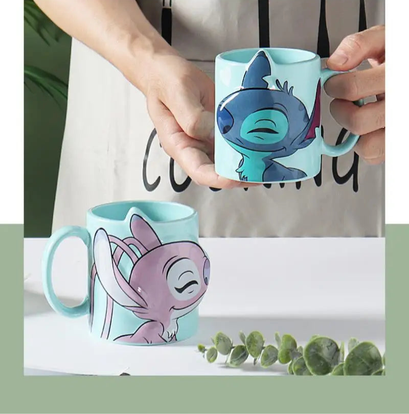 Caneca Casal Stitch & Angel, Edição Limitada 3D
