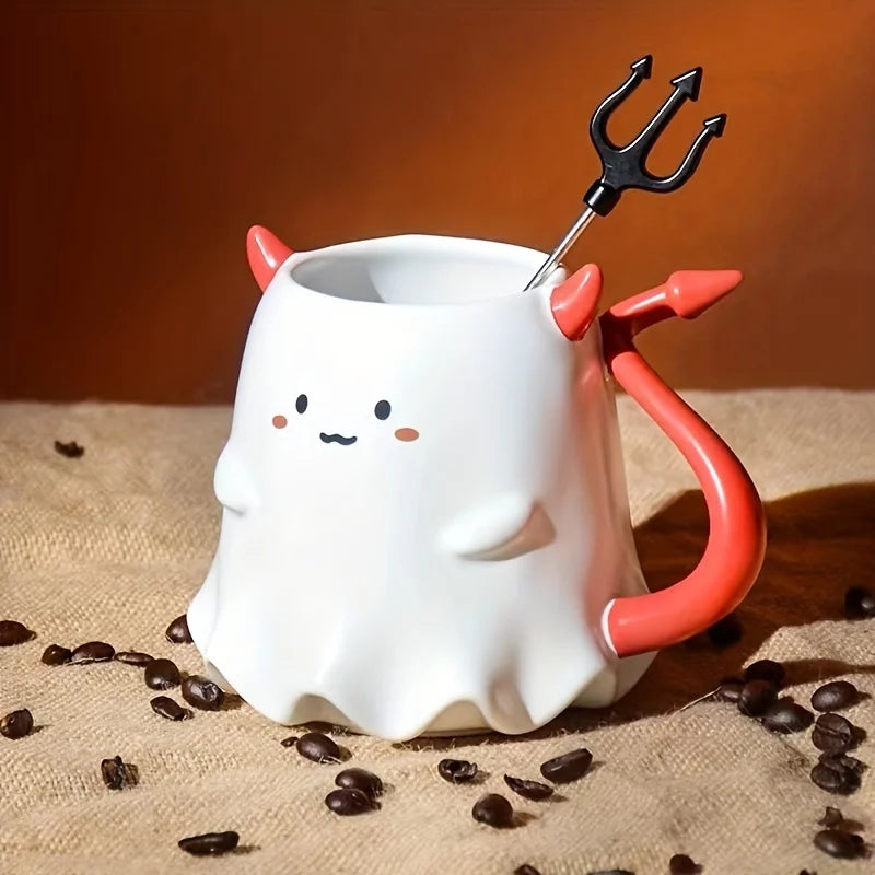 Caneca Fantasminha Diabinho de Halloween