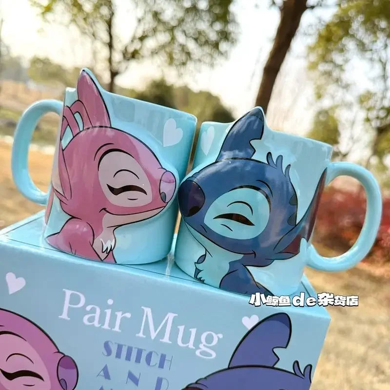 Caneca Casal Stitch & Angel, Edição Limitada 3D