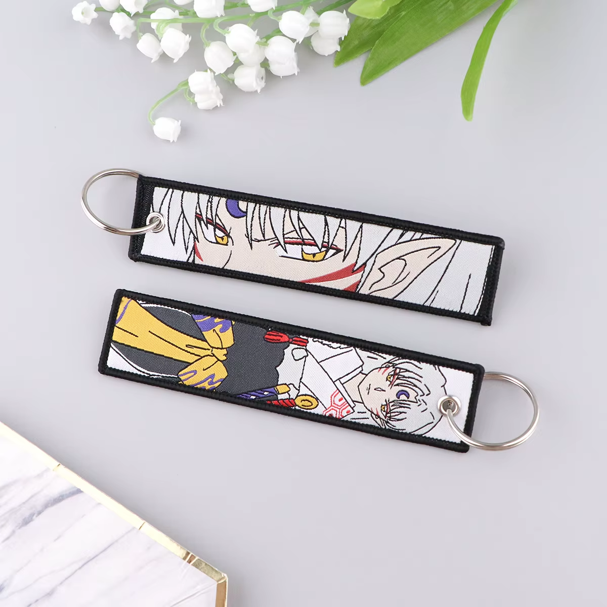 Chaveiro Bordado Inuyasha & Sesshomaru, Dupla Face