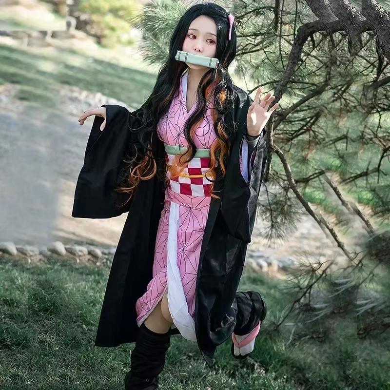 Fantasia Cosplay Adulto e Infantil Nezuko Kamado