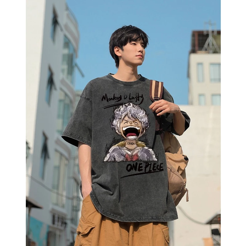 Camiseta Oversized Monkey D. Luffy, Gear 5 Sketch